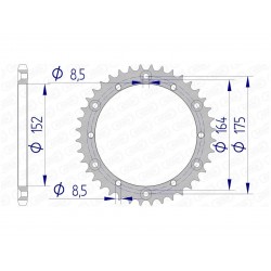 Couronne IT / YZ / TT 50 dts 1977-1998 Alu "or"