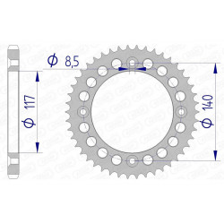 Couronne alu YZ 80 1984-1992 46 dts