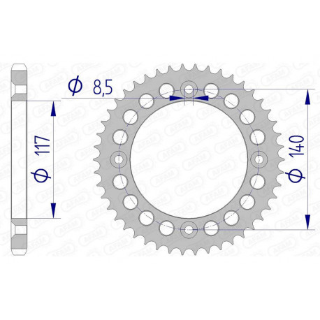 Couronne alu YZ 80 1984-1992 46 dts