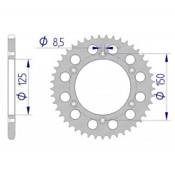 Couronne alu KTM 1990-2020 50 dents "or"